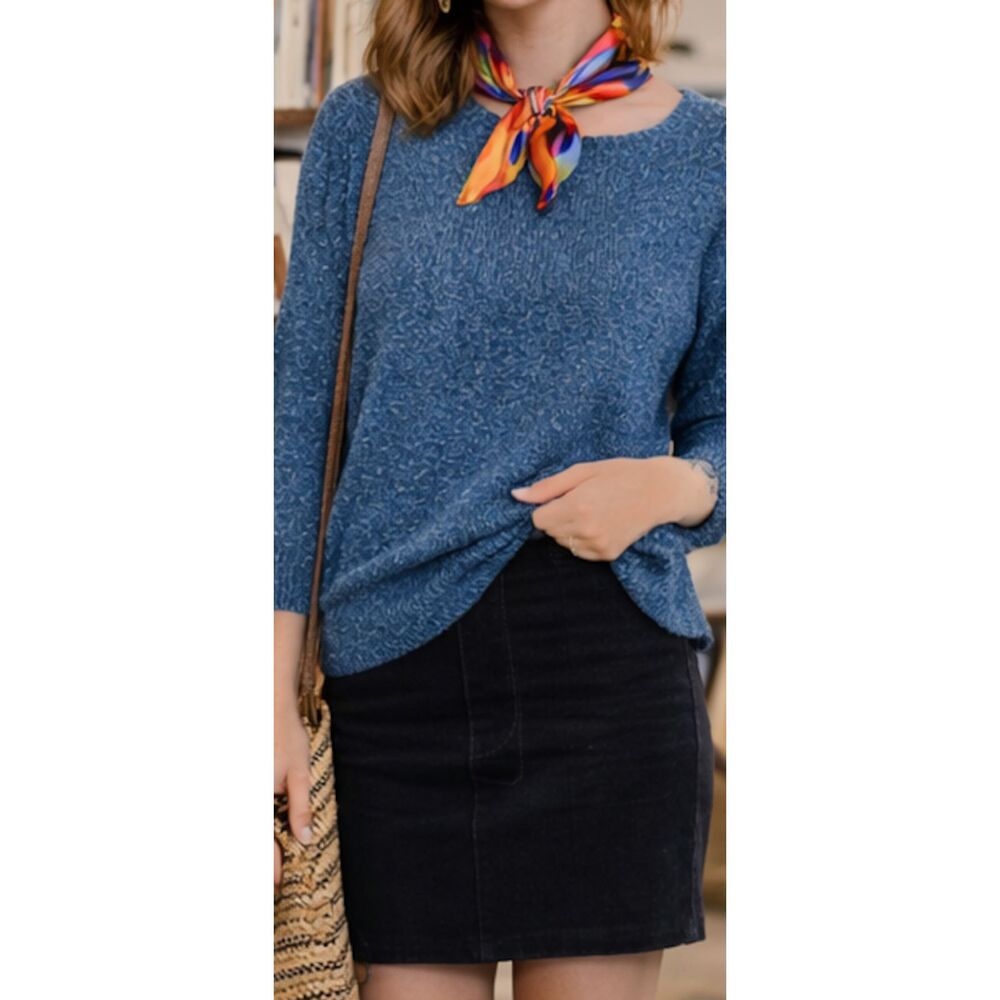 & Other Stories 100% cotton hi-low teal knit sweater - Size XS